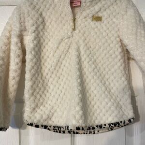 Juicy Couture Cream Plush Kids Zip-Front Pullover